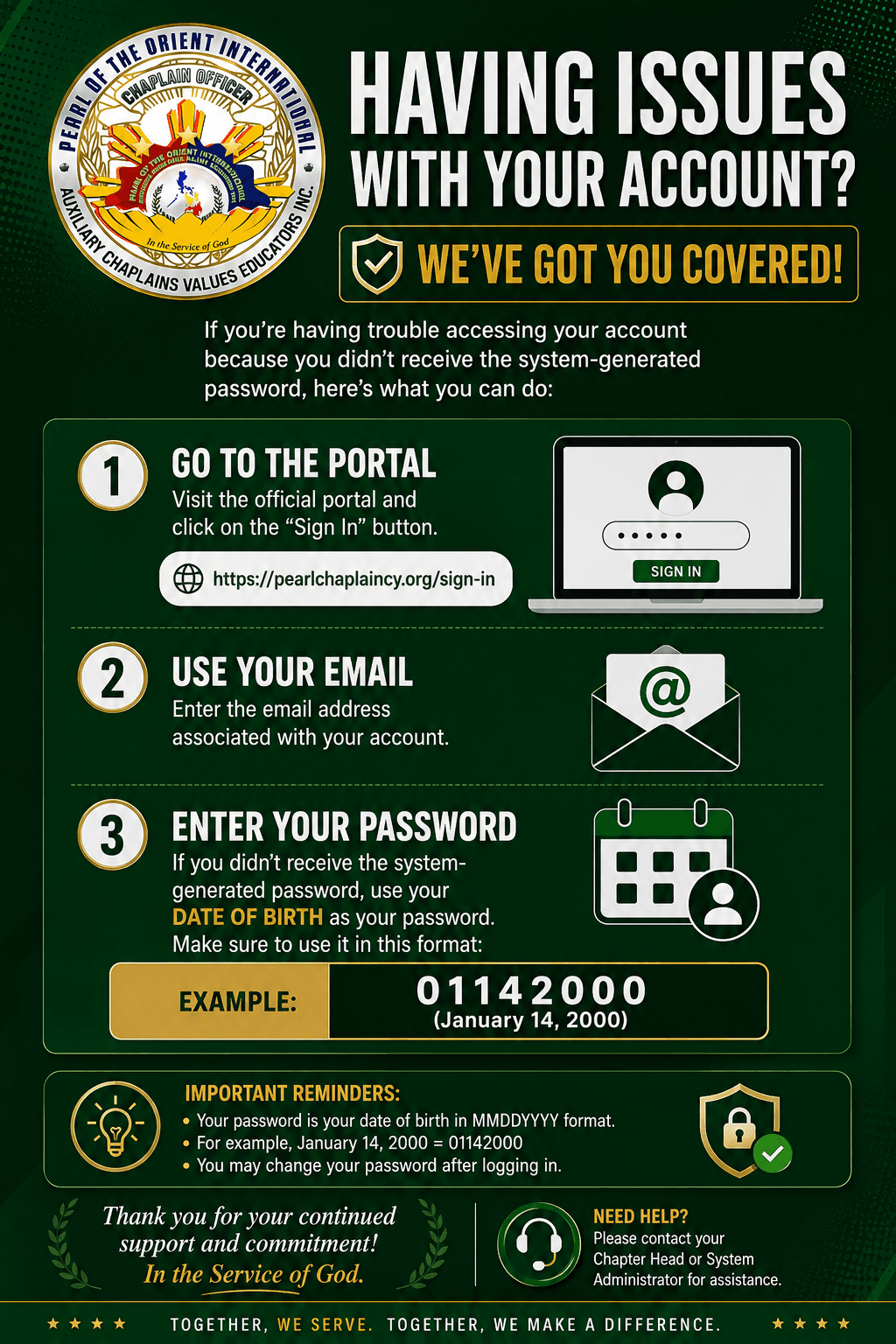 IMPORTANT ACCOUNT LOGIN ANNOUNCEMENT